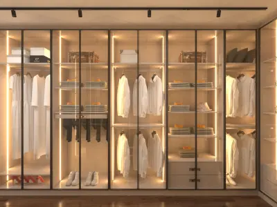 modern wardrobes 3D model 3D model