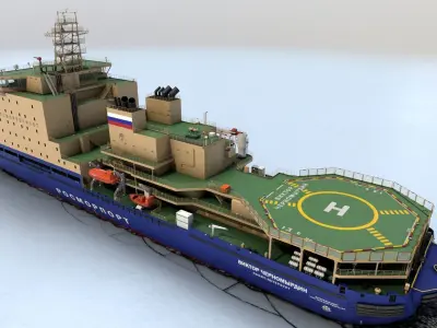 Icebreaker LK-25 Viktor Chernomyrdin Low-poly 3D model