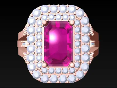 Rectangular Stone Rings - Womens Rings - N3947 3D print model