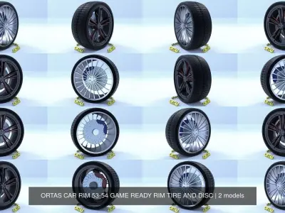 ORTAS CAR RIM 53-54 GAME READY RIM TIRE AND DISC 3D Model Pack