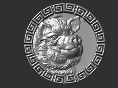 wild boar head 3D print model