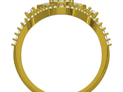 Three Vertical Diamond Art Deco Ring 3D print model