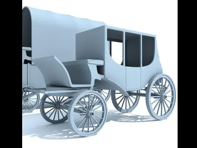 Detailed Old West Carriages 3D model