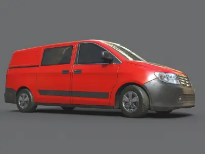 Generic Minivan Red Low-poly 3D model
