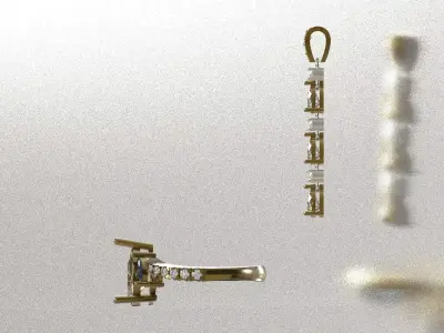 Cascade Pendant and Pear Shaped Bee Ring model js0024 3D print model