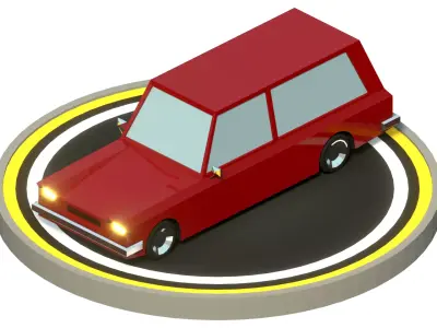 Stylized Station Wagon Low-poly 3D model