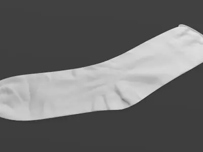 White Sock - Realistic and Universal Cotton Footwear  3D model