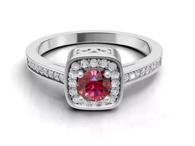 AV 707 Diamond Ladies Halo Style Bridal Engagement Ring 3D print model