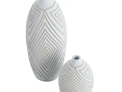 Gold Brushed Pattern Vases 3D model