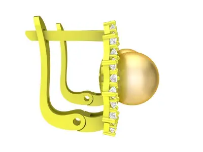 Luxury Pearl Halo Pave Drop Earrings 5636 3D print model