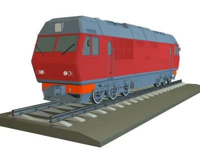 Train with wagons 3D model