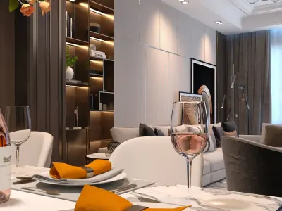 Modern Living Room 3D interior Scene Vray and Corona render 3D model
