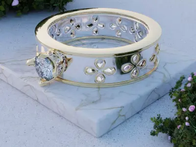 Diamond Ring- Floral Radiance 3D print model
