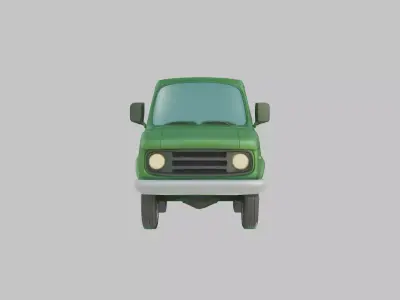 GreenPickupFantasyCar Low-poly 3D model
