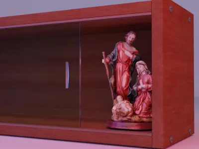 Jesus birth witch Mary and Joseph Holy Family statue high-poly 3D model