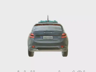 Matte Black Security Service Car with Tinted Windows Low-poly 3D model