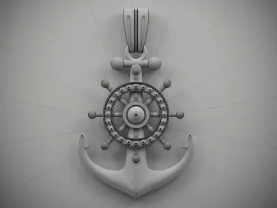 Anchor gold pendant 3D model