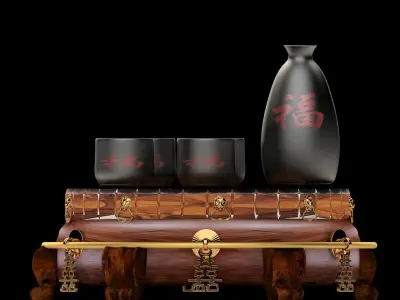 Chinese with display stand  with wine bottle  3D model