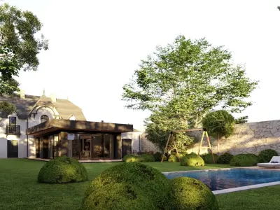  3D Exterior Scene 3D model design garden and landscape 3D model