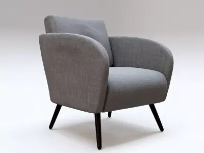 Gray Fabric Armchair 3D model