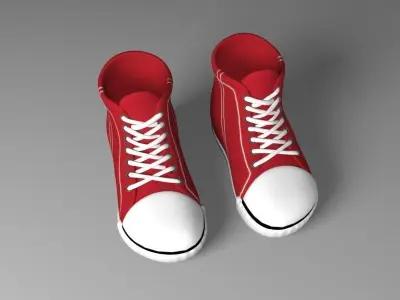 Cartoon red shoes Low-poly 3D model