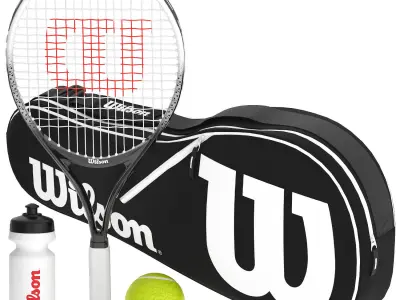 wilson burn black junior tennis racquet bundle 3D model