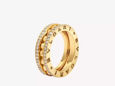 BULGARI - B ZERO 1 RING - DOUBLE BAND STRUDED WITH DIAMOND EDGES 3D print model