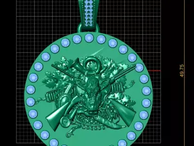 Royal Hunting Medallion Pendant  3D Printable Jewelry 3D print model