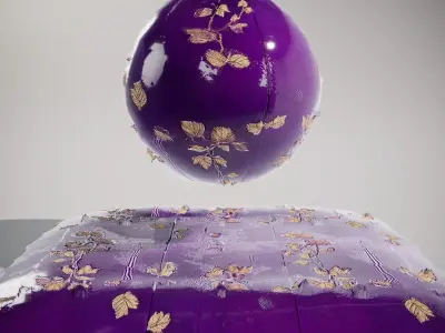 Velvet Fabric Gold Leaf Embroidered Texture