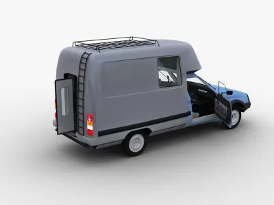 Camper with interior citroen c Low-poly 3D model