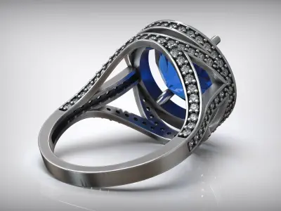 Cocktail Gemstone Sapphire Ring Free 3D print model