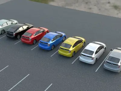 R3DP ASIAN CARS LOW-POLY PBR - Toyota Prius Low-poly 3D model