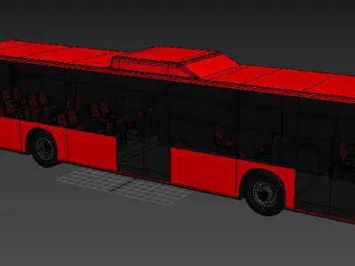bus autobus coach vehicle car long car wheels wheel OBJ and FBX 3D model