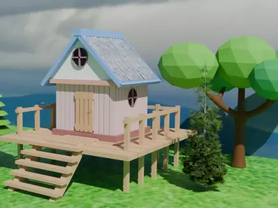 3D Wooden House 3D model