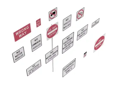 Road Sign US R5 Series Exclusionary 3D model