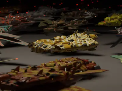 Procedural Spaceship Generator Free low-poly 3D model