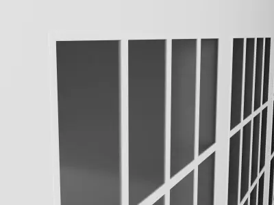 Empty room with big windows Low-poly 3D model