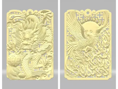 Dragon And Phoenix Pendant 3D print model