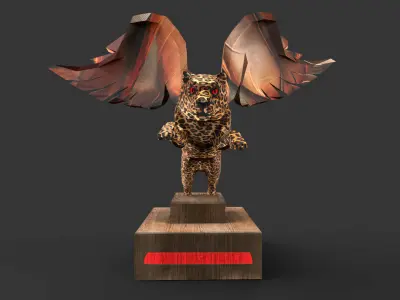Winged Leopard Statue  Low-poly 3D model