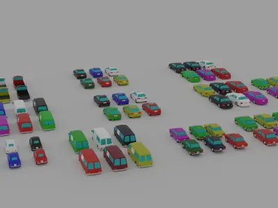 lowpoly vehicle pack with interior Low-poly 3D model