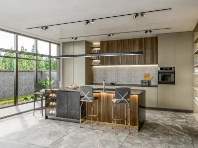 Kitchen fully parametric  Resizable manufacturable 0028 3D model