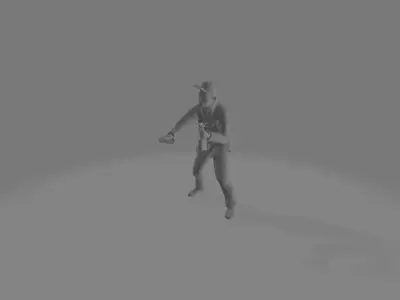 AUTO-WASH man holding gun Free low-poly 3D model
