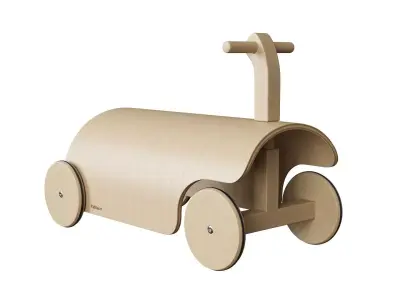 Retro Plywood Push Car Low-poly 3D model
