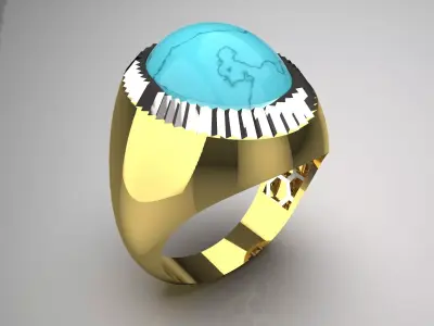 gemstone man gold ring mr0164 3D print model