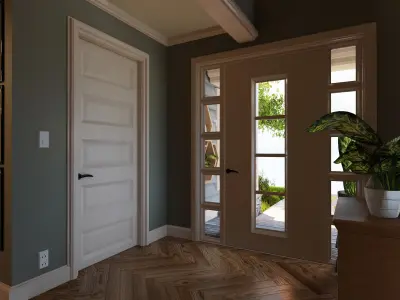 Classic style porch house doors and windows pack Low-poly 3D model