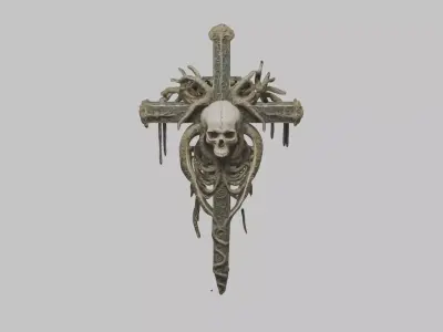 Gothic Bones SKull Cross Low-poly 3D model