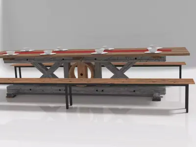 Rustic Modern Table 3D model