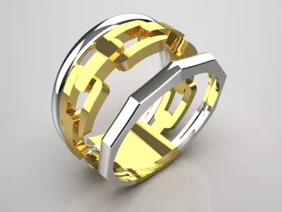 Luxury two-tone chain design ring model gr0121 3D print model