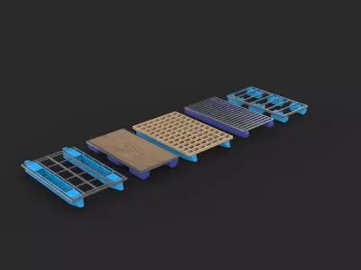 Pontoon boat set 3D model