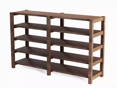 Long Pottery Shelf 04 Low-poly 3D model